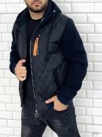 Мужская комбинированная куртка рукава с начесом черная VD107