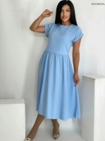 Платье приталенное рукава подворот голубое UM29