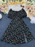 Платье Size Plus декольте c завязочками и размером цветочный принт черное 03.24 M29