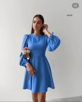 Платье барби рукава завязки синее M105 758