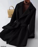 Пальто на запах с пояском черное M29 0224