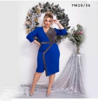 Платье Size Plus с отделкой люрекс ярко-синее M29