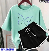 Шорты и футболка Size Plus  с бабочкой Бирюза SV 