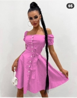 Платье Дольче Вита в горошек Ярко-розовое K2-118