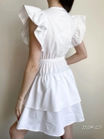 Платье крылышки ярусное Белое A116