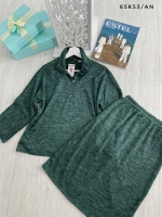 Костюм Size Plus ангора кофта и юбка зеленый K53