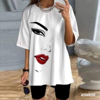 Удлинённая туника футболка Девушка Белая M450