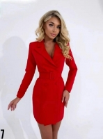 Платье-пиджак барби с поясом красное F123