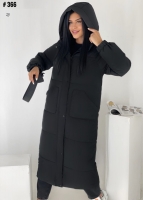 Болоневое пальто с капюшоном 366 черное DIM
