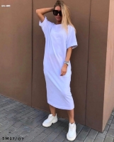 Платье-футболка длинное белое M37