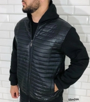 Мужская комбинированная куртка Черная SM266
