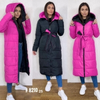  Болоневое двухстороннее пальто 8210 Черно-ярко-розовое DIM
