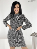 Платье с кармашками леопард черное M29