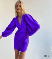 Платье на запах с поясом фиолетовое A116