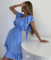 Платье крылышки в горошек голубое IS730 01.24