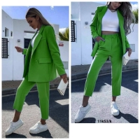 Костюм классика Size Plus пиджак и брюки зеленый K53