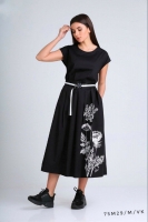 Платье Size Plus полевые цветы с ремешком черное M29