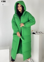 Болоневое пальто с капюшоном 366 зеленое DIM