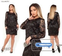Платье Size Plus лайт и гипюр черное UM29