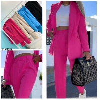 Костюм классика Size Plus пиджак и брюки розовый K53