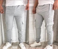 Мужские брюки с карманами на бёдрах светло-серые V107