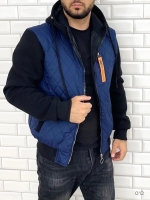 Мужская комбинированная куртка рукава с начесом синяя VD107