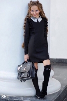Детское платье с воротничком черное RH06