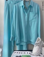 Костюм рубашка с кармашком и брюки голубой AKB4.6