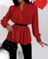 Блузка с ремешком красная A116