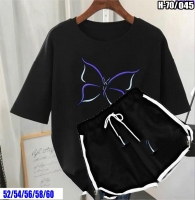 Шорты и футболка Size Plus  с бабочкой Чёрная SV 