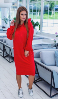 Платье-туника с капюшоном красная OP37