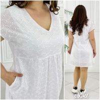 Платье Size plus Марлевка Белое Rh06