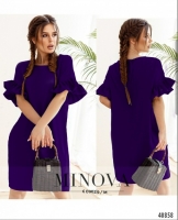 Платье Size Plus рукава воланы фиолетовое UM29