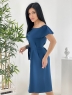 Платье Size Plus волан декольте на пуговках синее M29