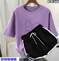 Шорты и футболка Size Plus  с бабочкой сирень SV 