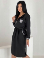 Платье SIZE PLUS с молнией и лейблом черное UM29
