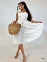 Платье лайт с воланом миди белое N116