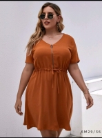 Платье Size Plus с молнией пояс-утяжка orange M29