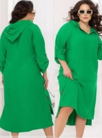 Платье с капюшоном Size plus Сингапур Зелёное Rh06 10.23