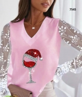 Блузка санта розовая новогодняя R4123754