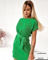 Платье с поясом лайт зеленое G250