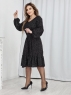 Платье Size plus с поясом черное в горошек RH06