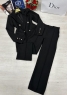 Костюм с широкими брюками пуговки черный IZD228
