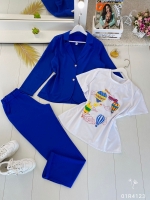 Костюм тройка Size Plus синий пиджак брюки и футболка воздушный шарR4-123