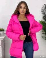 Удлиненная куртка зефирка матовая яр-розовая ZI T124