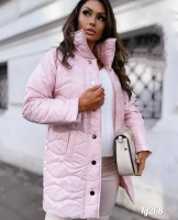Удлинённая болоневая куртка розовая 118G268