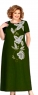 Платье Size plus лайт бабочки цветы хаки RH122_Новая цена
