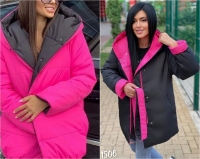 Двухстороння куртка черная с розовым RH06