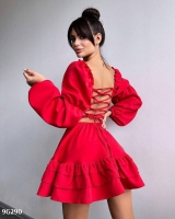 Платье Туран шнуровка на спине красное BEK