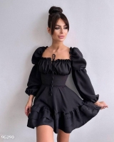 Платье Туран шнуровка на спине черное BEK